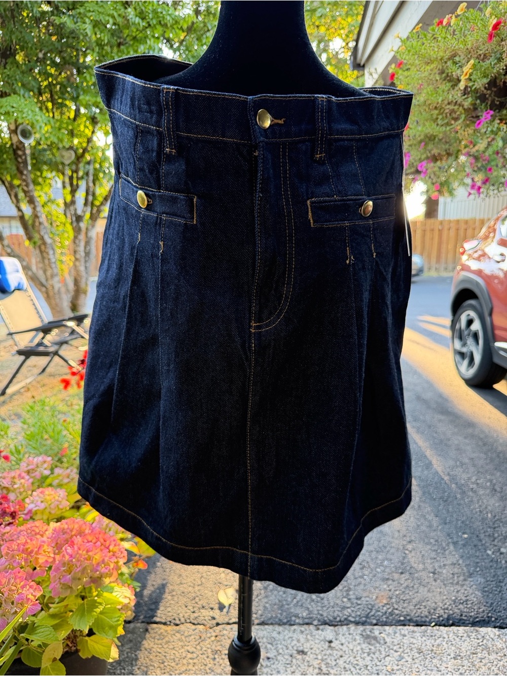 St. John's Bay Dark Indigo Denim A-Line Skirt